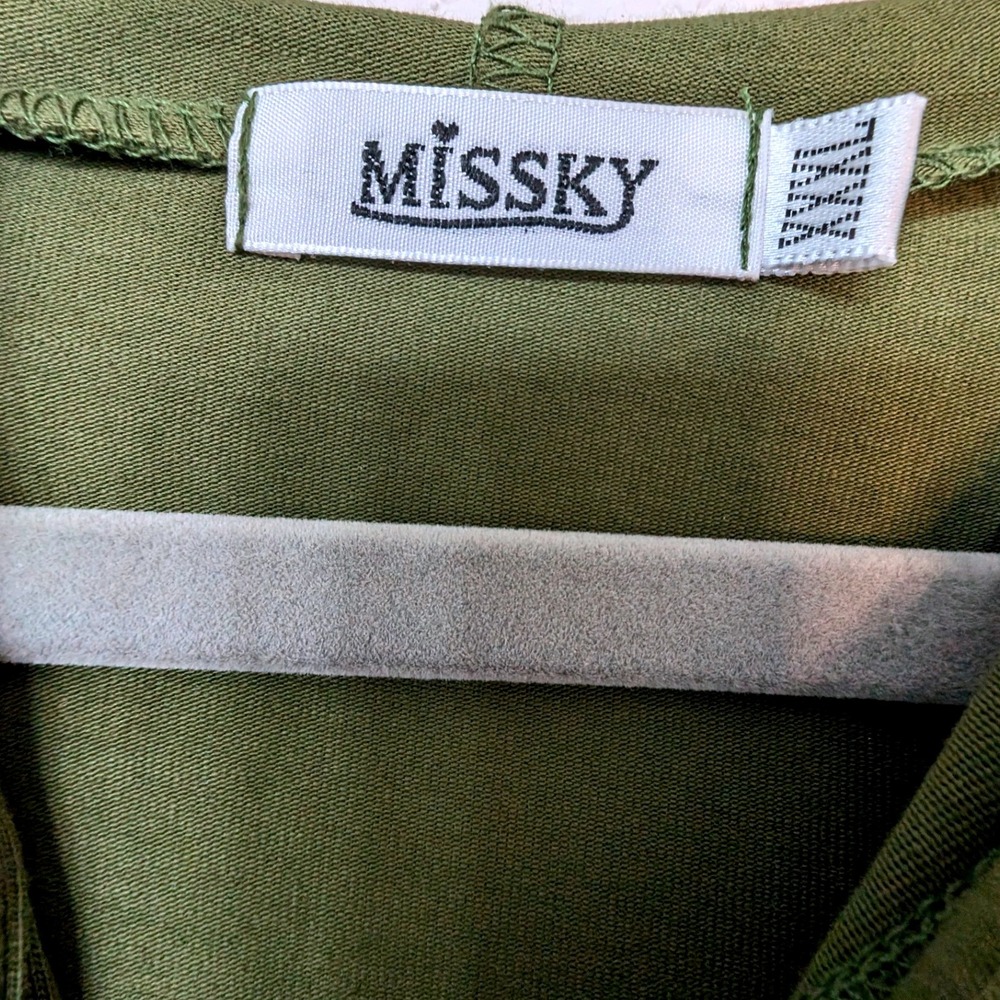 Missky Olive Green Long Hoodie Dress 3/4 Sleeve Kangaroo Pocket - Picture 5 of 5